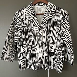 Zebra Print Linen blend Blazer David N